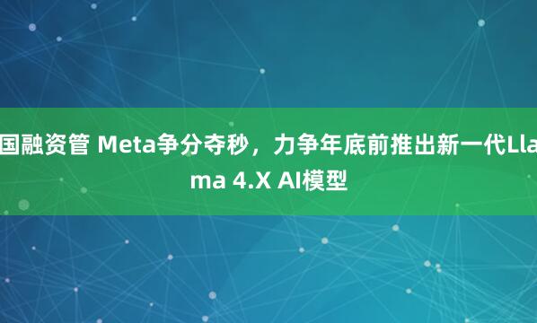 国融资管 Meta争分夺秒，力争年底前推出新一代Llama 4.X AI模型