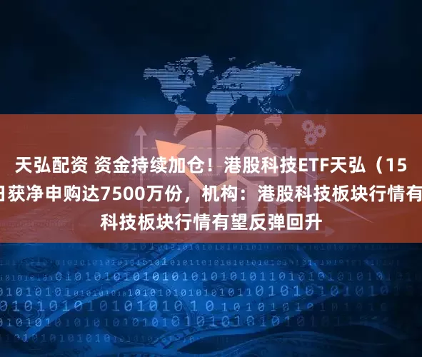天弘配资 资金持续加仓！港股科技ETF天弘（159128）昨日获净申购达7500万份，机构：港股科技板块行情有望反弹回升